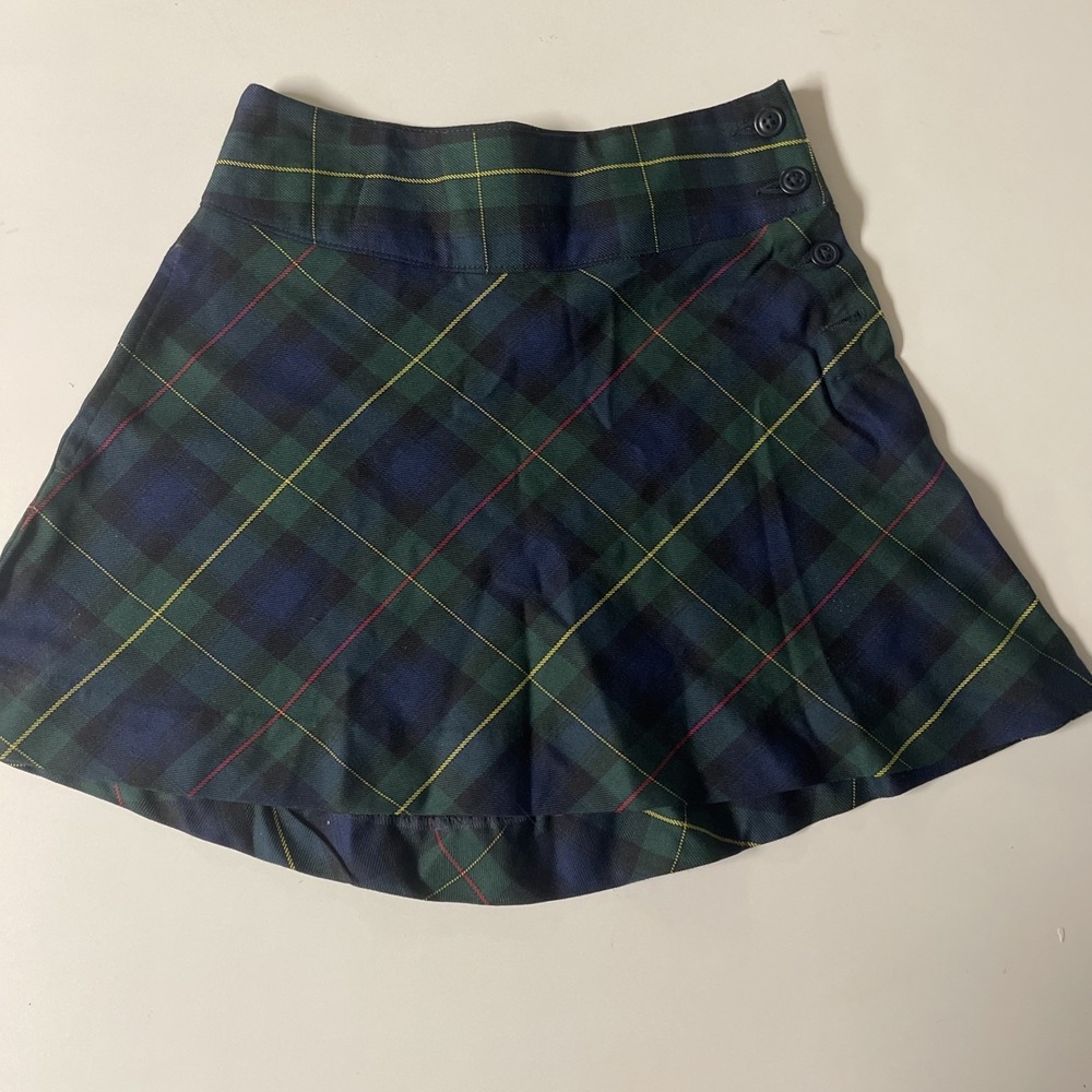 LANDS END KIDS PLAID SCHOOL SKIRT SIZE 7